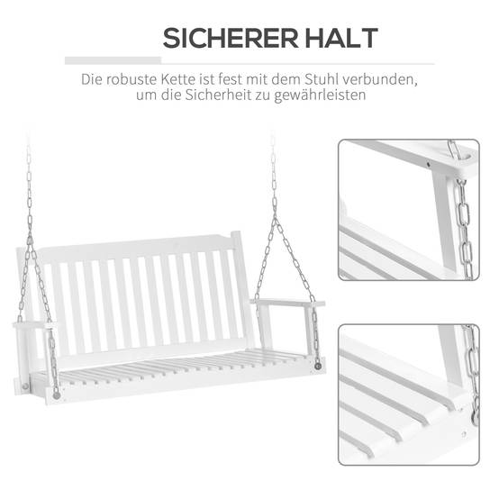 Banc suspendu 2 places bois massif terrasse style classique blanc 117cm - ComfortXL Outdoor Living - Image 7