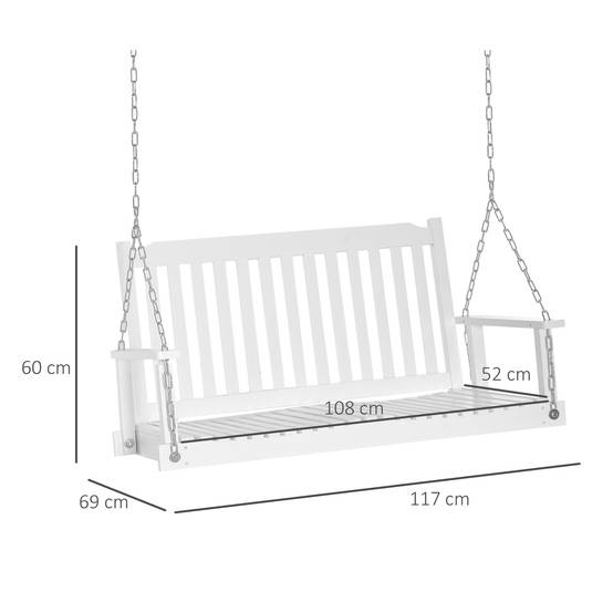 Banc suspendu 2 places bois massif terrasse style classique blanc 117cm - ComfortXL Outdoor Living - Image 5
