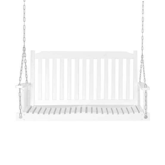 Banc suspendu 2 places bois massif terrasse style classique blanc 117cm - ComfortXL Outdoor Living - Image 2
