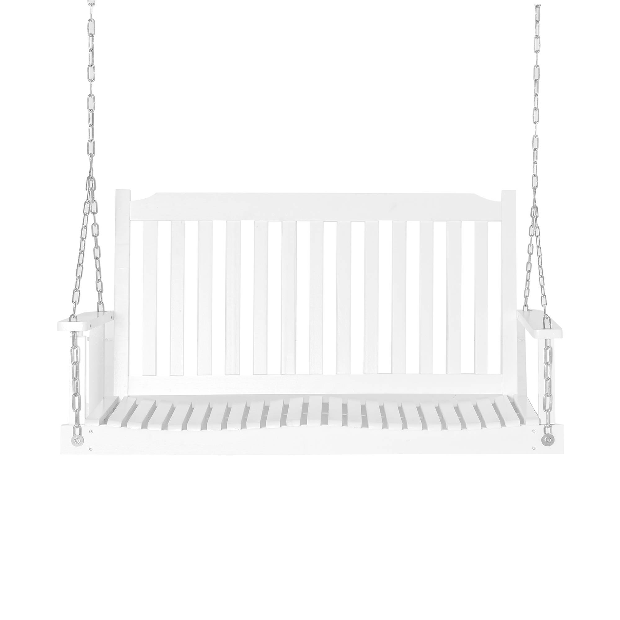 Banc suspendu 2 places bois massif terrasse style classique blanc 117cm - ComfortXL Outdoor Living - Image 2