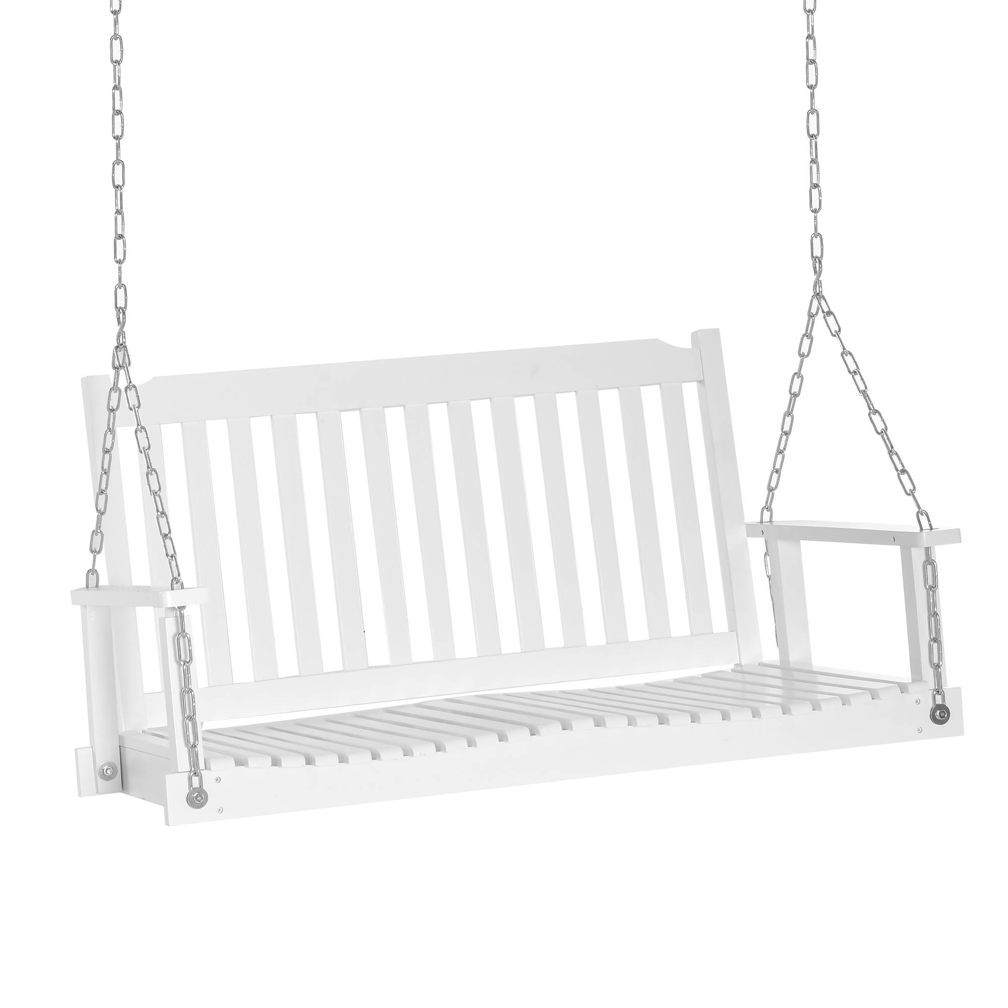 Banc suspendu 2 places bois massif terrasse style classique blanc 117cm - ComfortXL Outdoor Living - Image 1