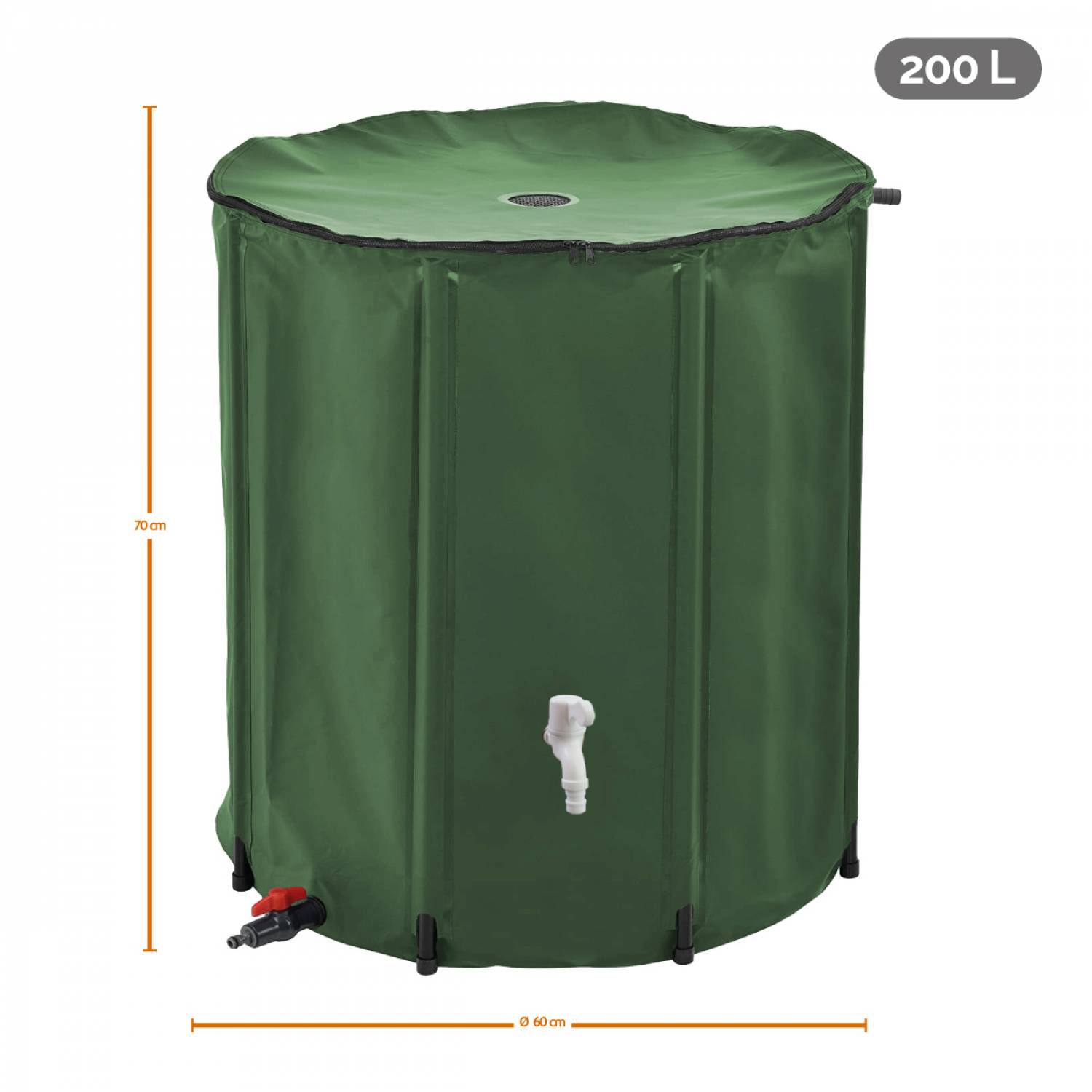 Linxor - Réservoir souple, récupérateur d'eau de pluie pliable - 200 L - Vert - Linxor - Image 2