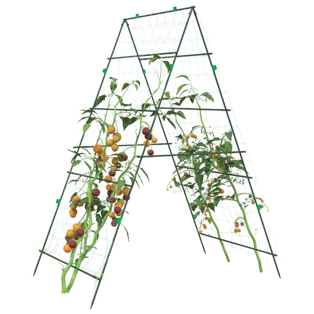 Lot de 4 Treillis Potager en Acier Forme A Support Robuste pour Légumes et Plantes Vert – ComfortXL Outdoor Living - Image 1