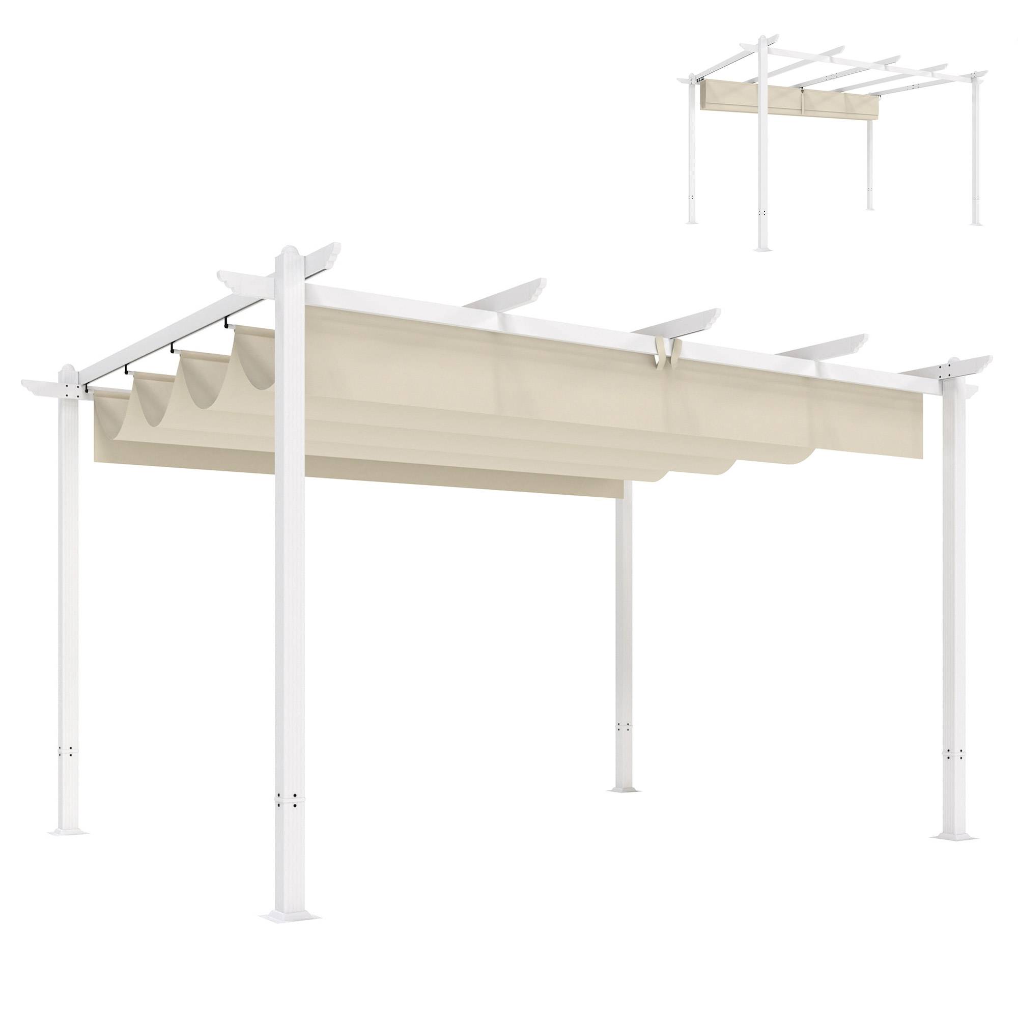 Pergola tonnelle aluminium jardin toit rétractable tissu polyester protection UV30+ 390x297cm - ComfortXL Outdoor Living - Image 1