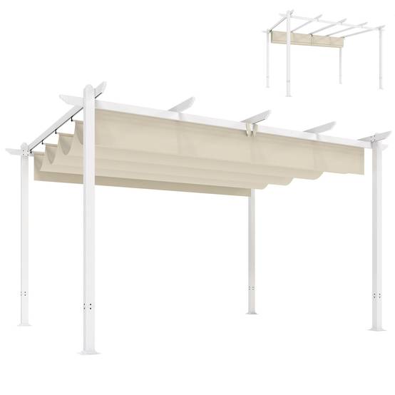 Pergola tonnelle aluminium jardin toit rétractable tissu polyester protection UV30+ 390x297cm - ComfortXL Outdoor Living - Image 2