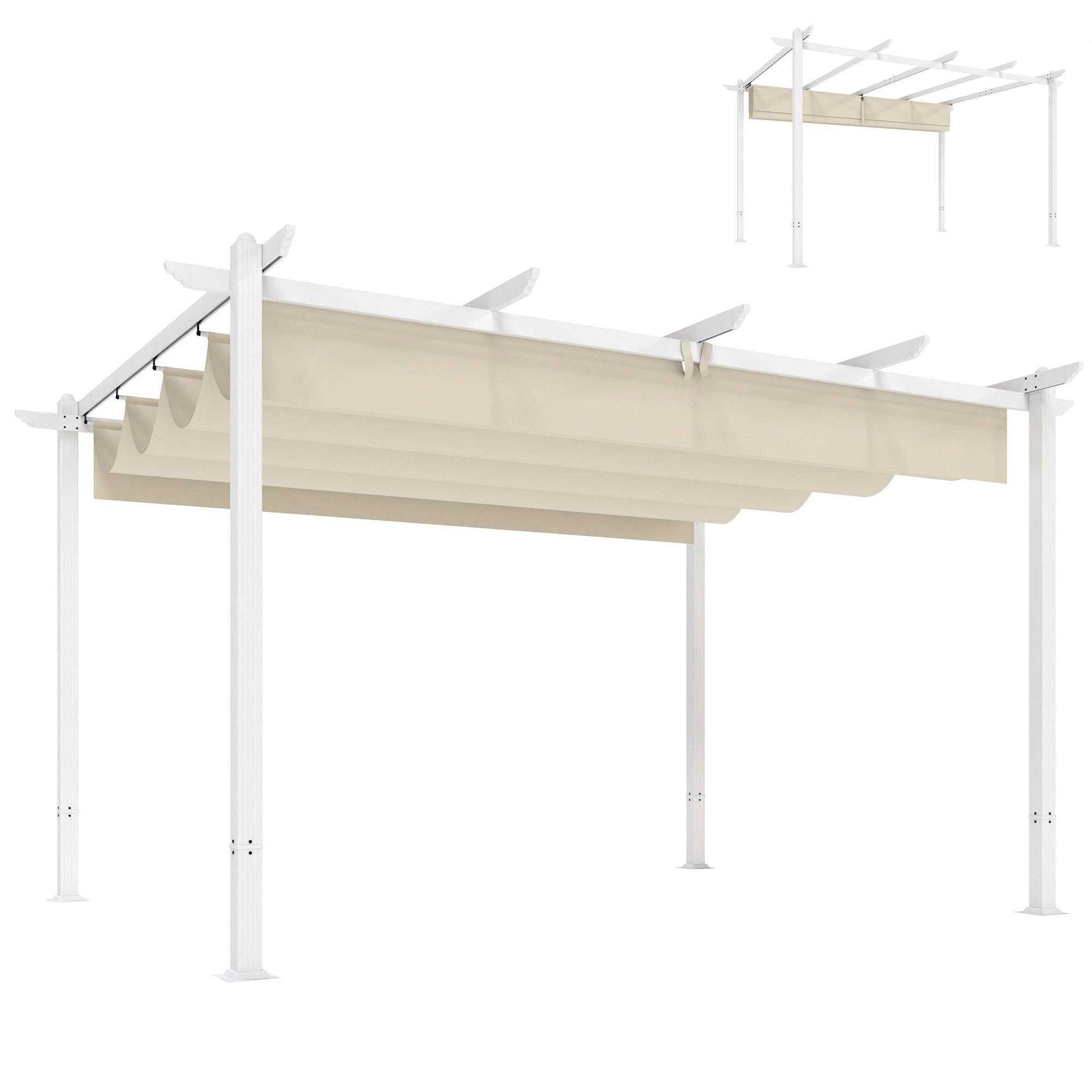 Pergola tonnelle aluminium jardin toit rétractable tissu polyester protection UV30+ 390x297cm - ComfortXL Outdoor Living - Image 2