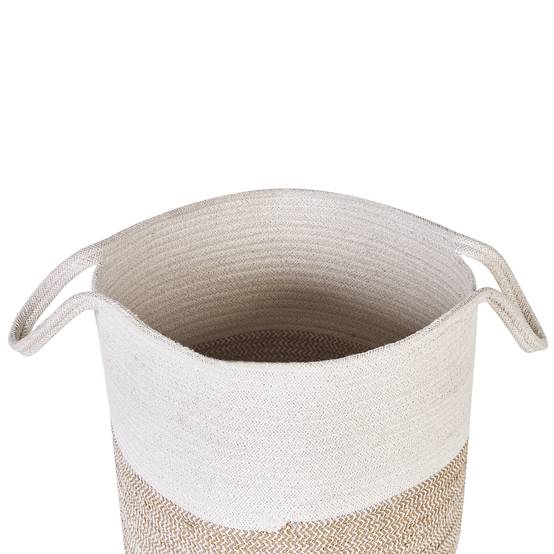 Paniers Beige et Blanc en Coton Rond 33/35 cm Corbeille à Linge Tressée Rangement pour Intérieur Minimaliste Boîte Lot de 2 - Image 5
