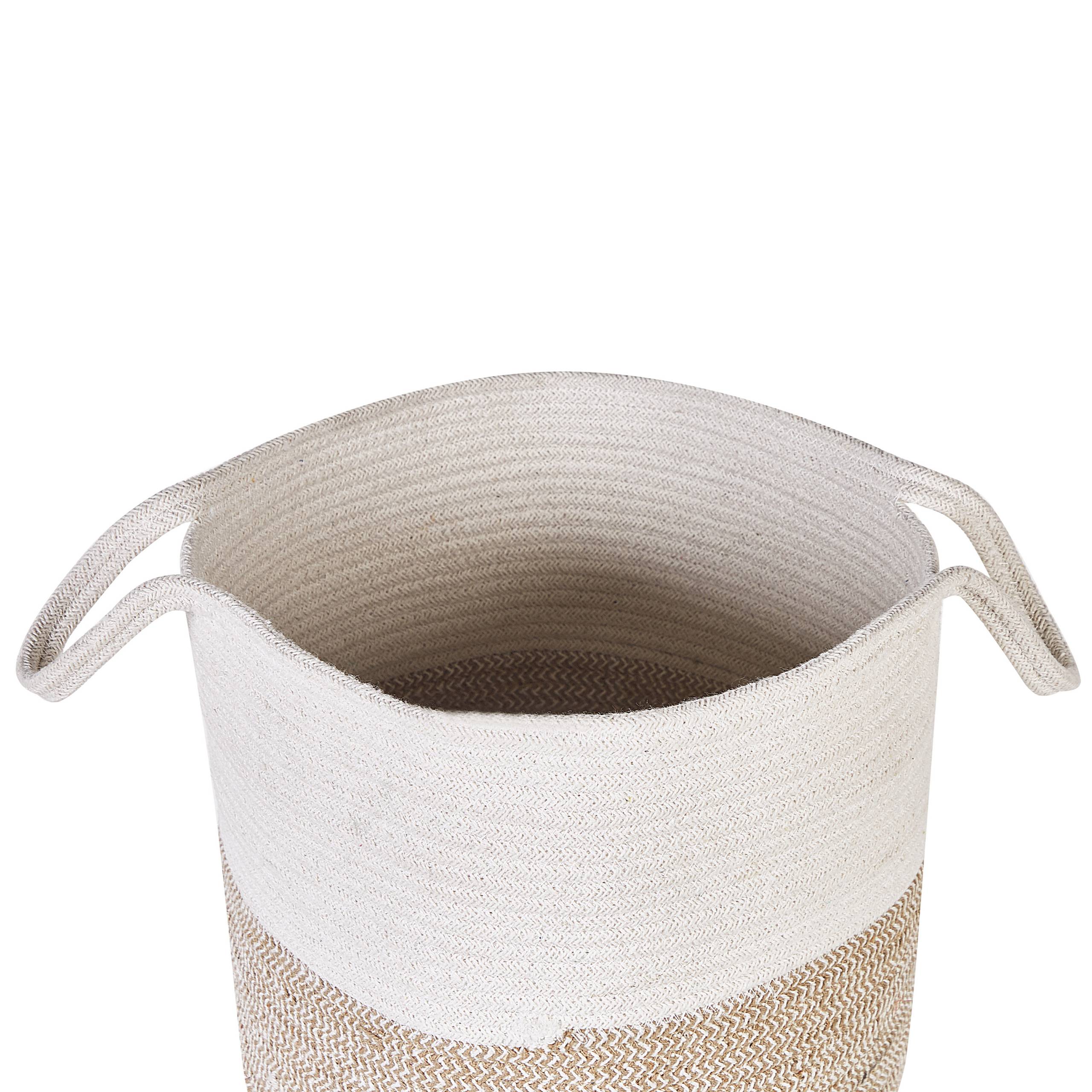 Paniers Beige et Blanc en Coton Rond 33/35 cm Corbeille à Linge Tressée Rangement pour Intérieur Minimaliste Boîte Lot de 2 - Image 5