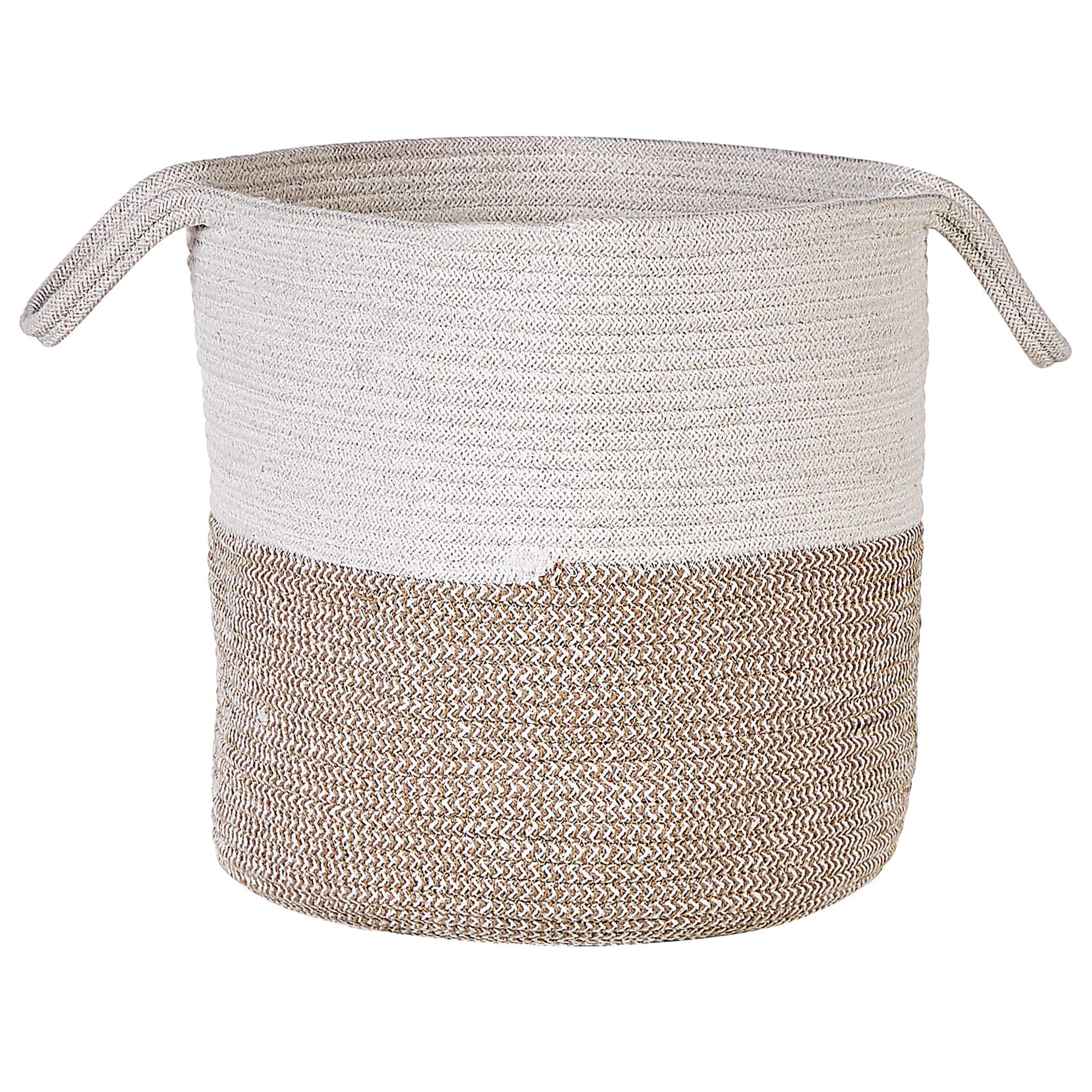 Paniers Beige et Blanc en Coton Rond 33/35 cm Corbeille à Linge Tressée Rangement pour Intérieur Minimaliste Boîte Lot de 2 - Image 4