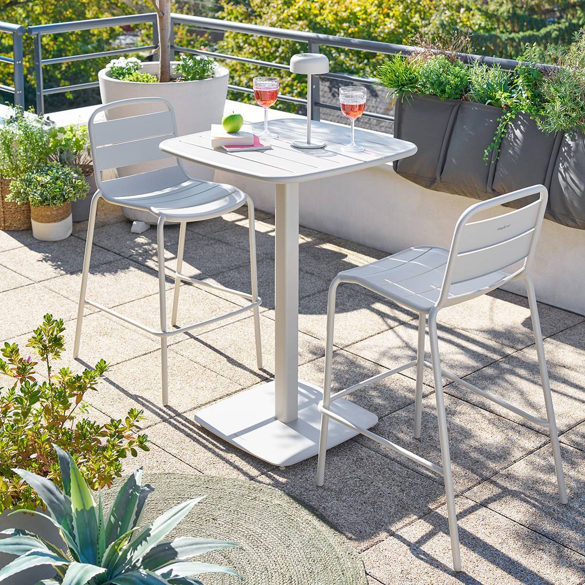 Hesperide - Table haute de jardin 2 places Alegoria 70x70cm argile - Hespéride - Image 1