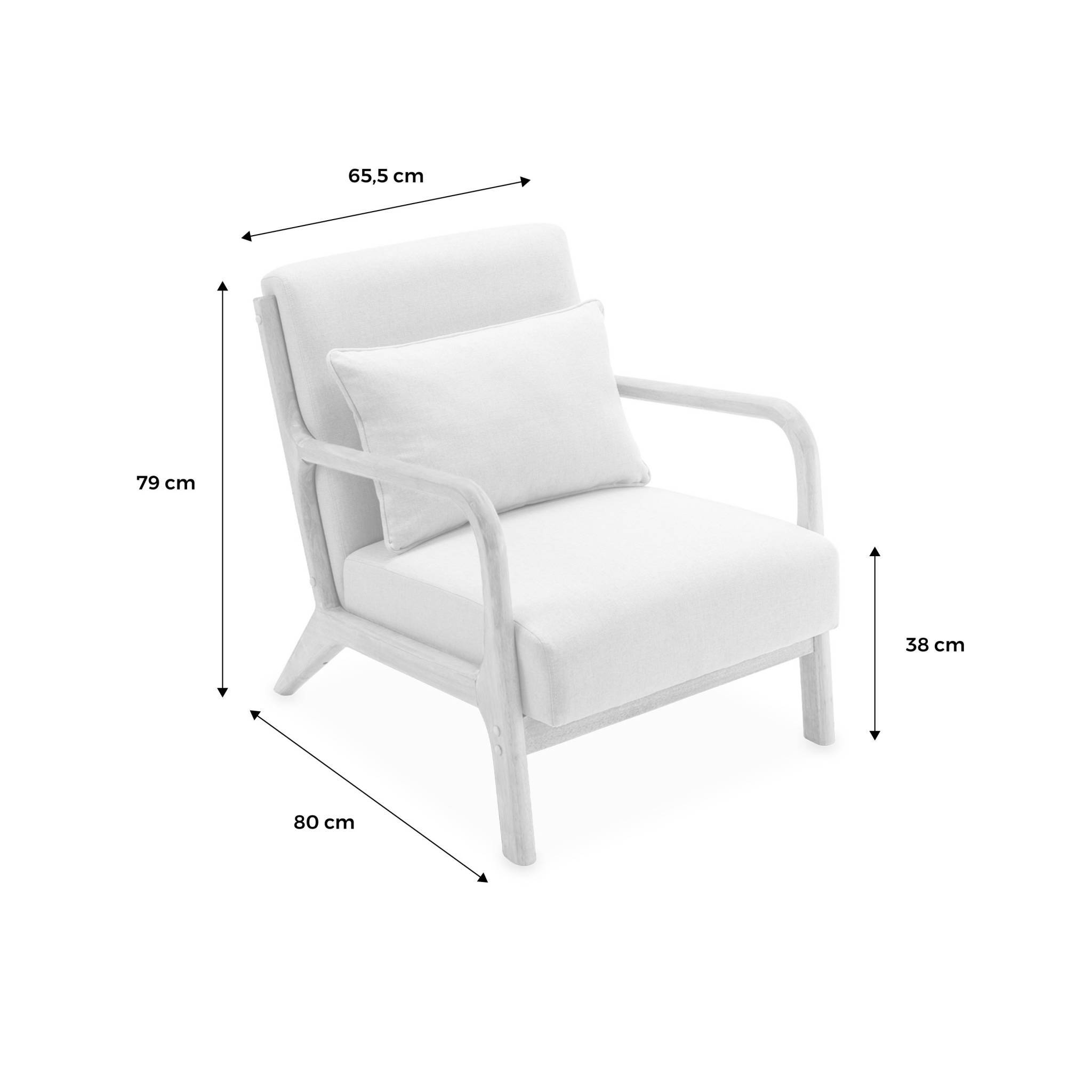 Fauteuil à bouclettes . pieds bois d'hévéa teinté noyer clair. 1 place droit fixe. pieds compas scandinave. structure en bois solide | sweeek - Image 4