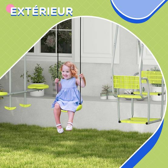 3 en 1 balançoire portique enfant avec 2 face à face et 1 siège de balançoire charge max. 225 kg - Image 8