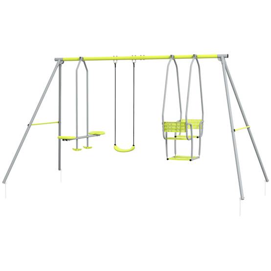 3 en 1 balançoire portique enfant avec 2 face à face et 1 siège de balançoire charge max. 225 kg - Image 2