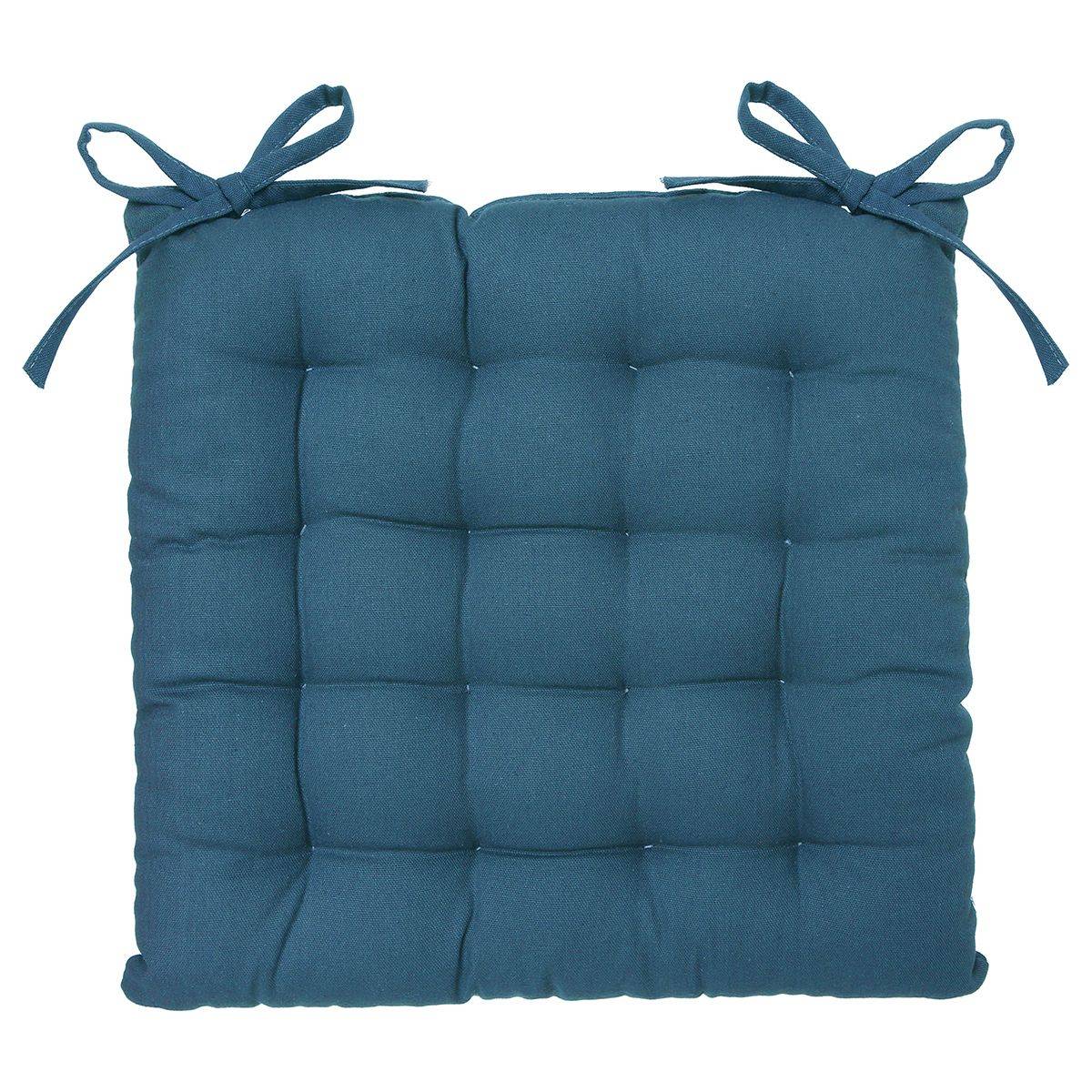 Lot de 4 Galettes de chaise en Coton Bleu canard  38 x 38 cm - Image 3