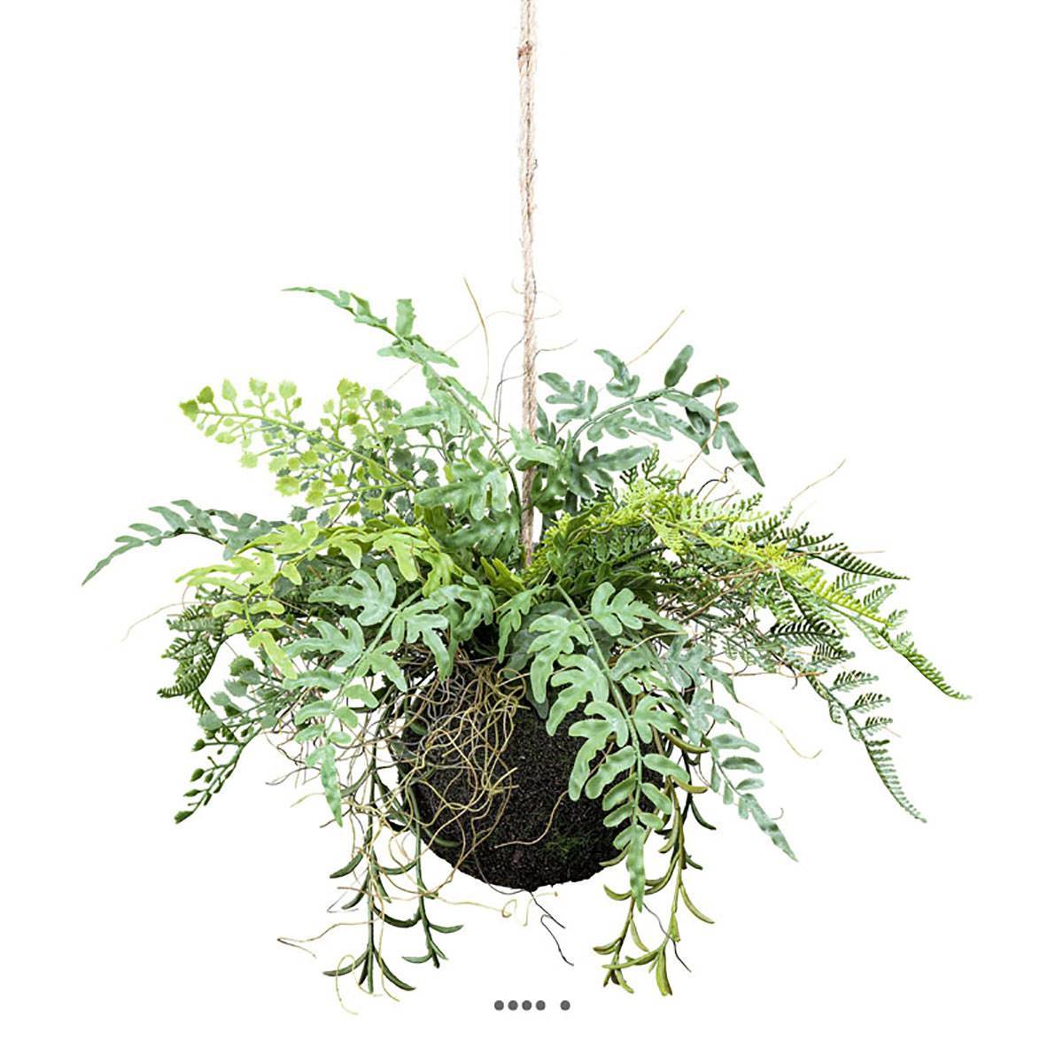 Artificielles - Kokedama plante artificielle fougère mixte D 25 cm - Image 1