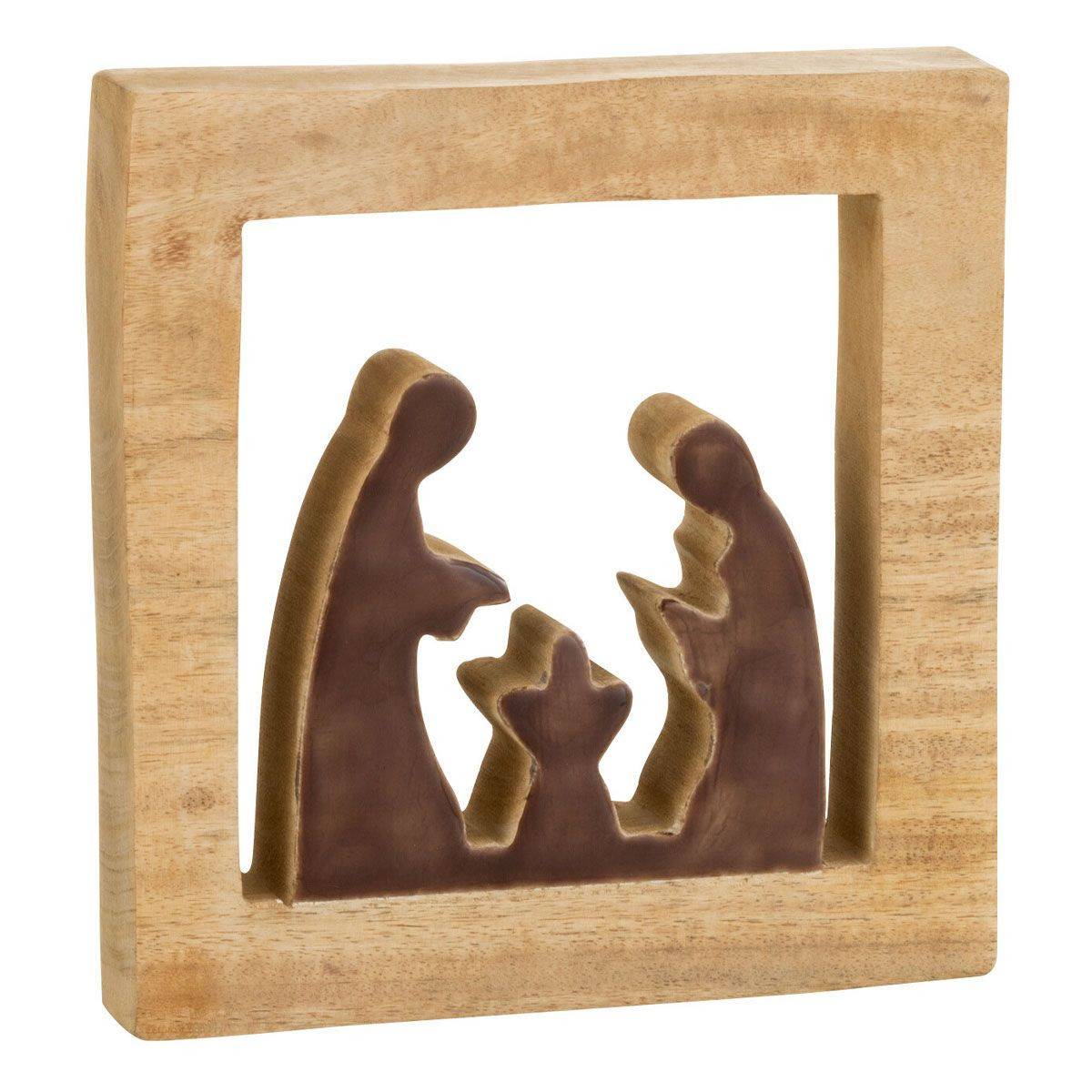 Crèche de Noël Déco "Carrée" 20cm Marron