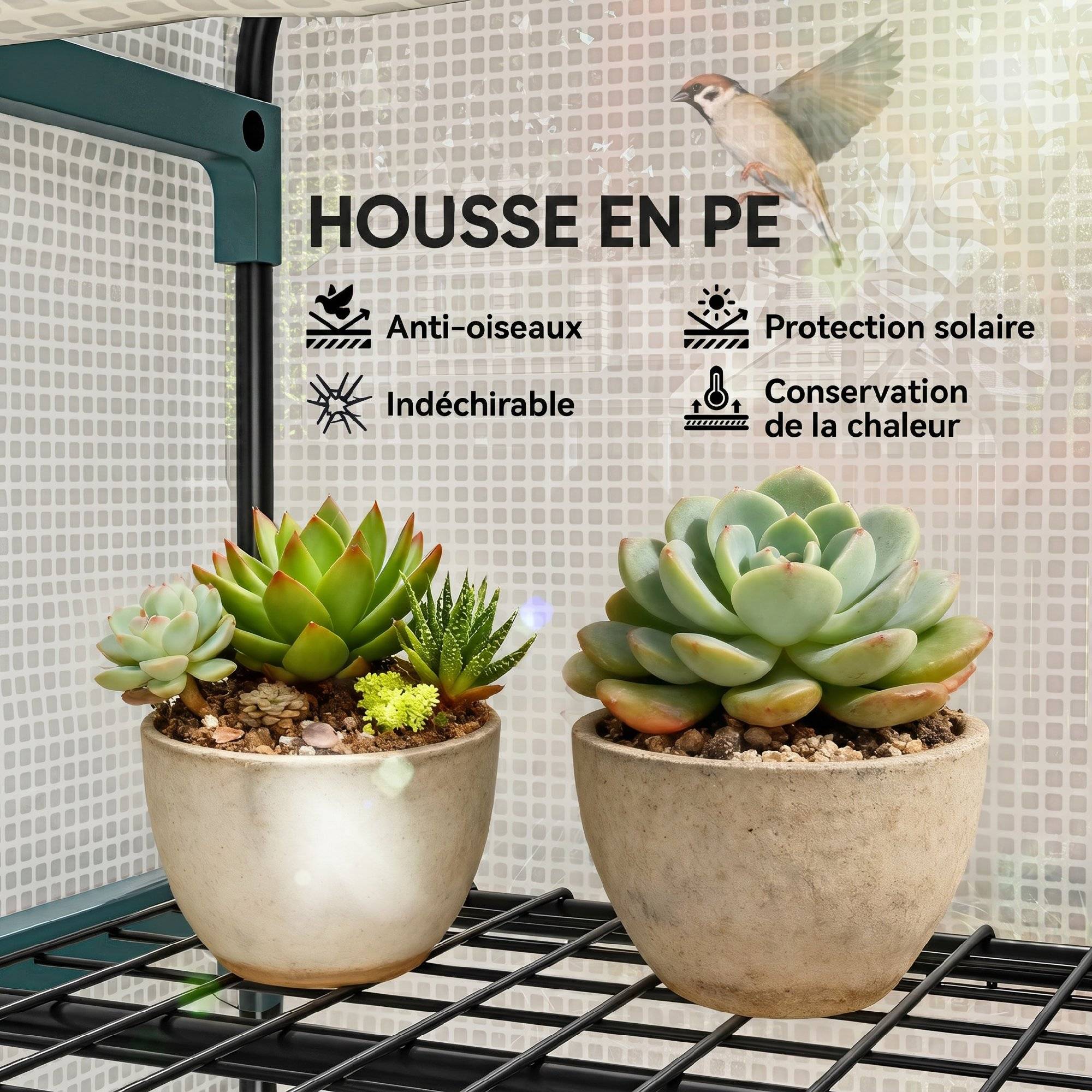 ComfortXL - Serre de balcon acier avec bâche PE blanche 70 x 50 x 160 cm 4 niveaux protection plantes - ComfortXL Outdoor Living - Image 6