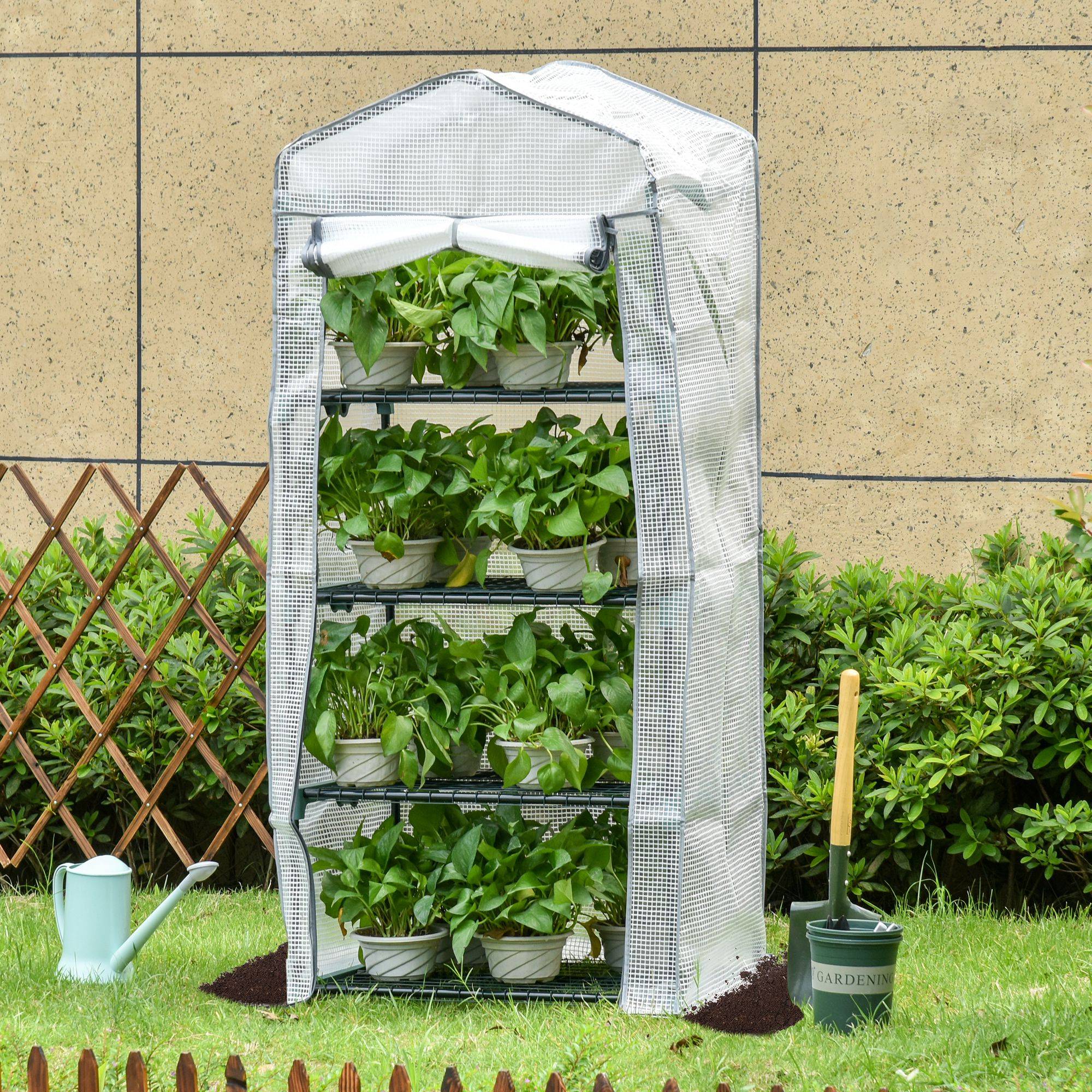 ComfortXL - Serre de balcon acier avec bâche PE blanche 70 x 50 x 160 cm 4 niveaux protection plantes - ComfortXL Outdoor Living - Image 2