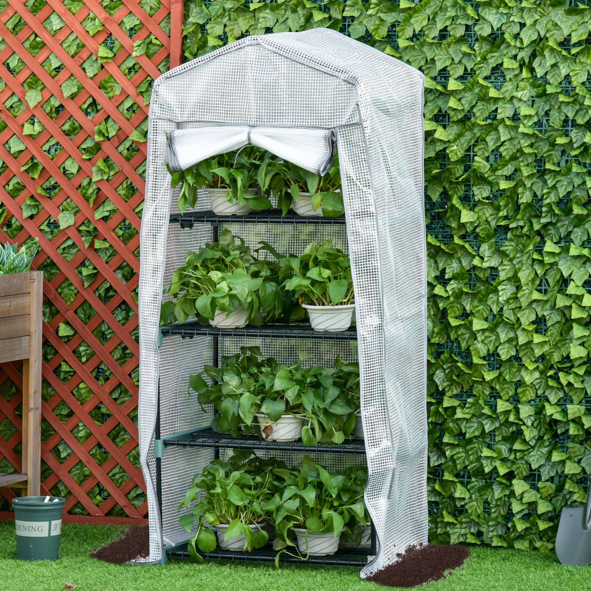 ComfortXL - Serre de balcon acier avec bâche PE blanche 70 x 50 x 160 cm 4 niveaux protection plantes - ComfortXL Outdoor Living - Image 3