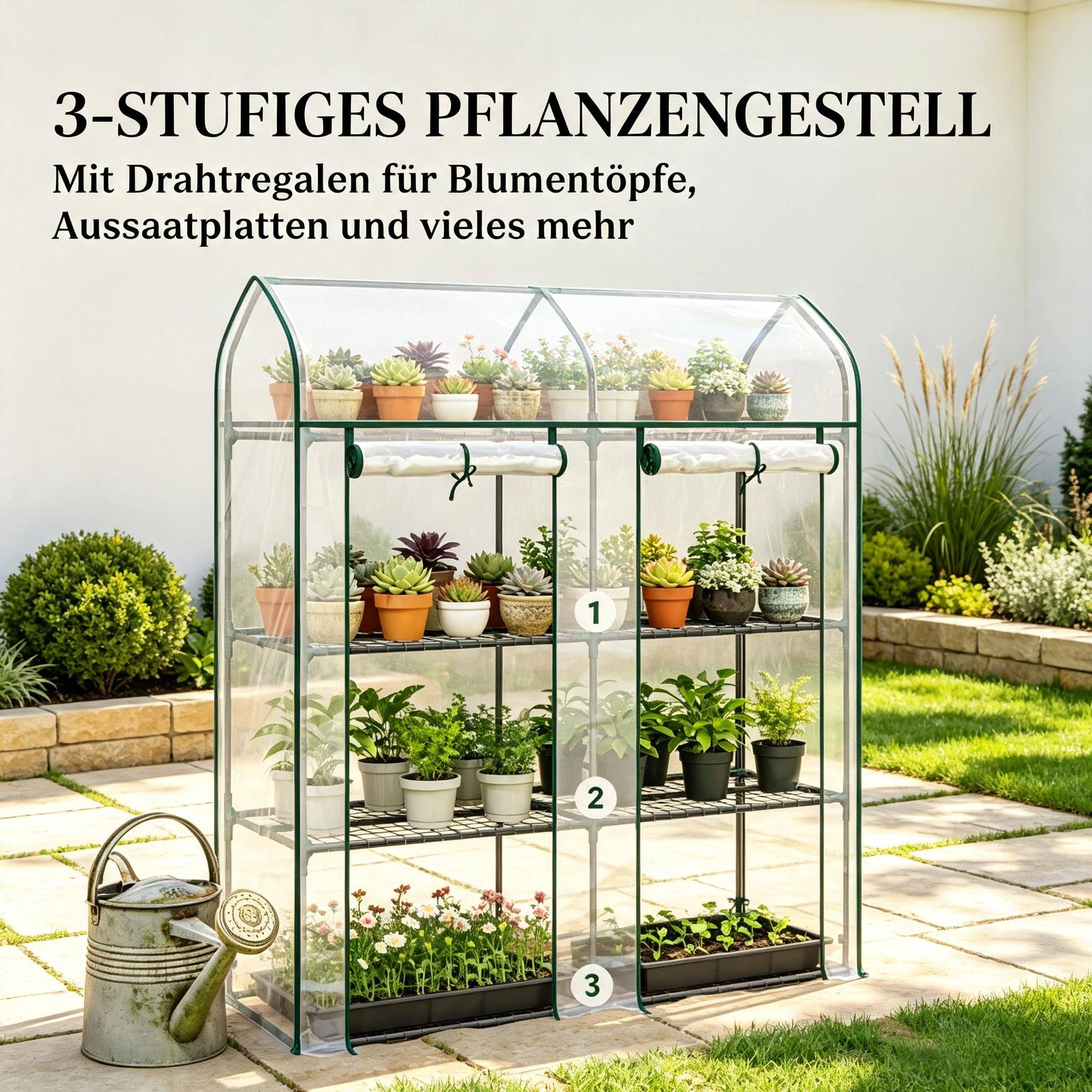 ComfortXL - Serre de balcon acier PVC transparent 143 x 46 x 165 cm 3 niveaux pour semis et plantes - ComfortXL Outdoor Living - Image 4