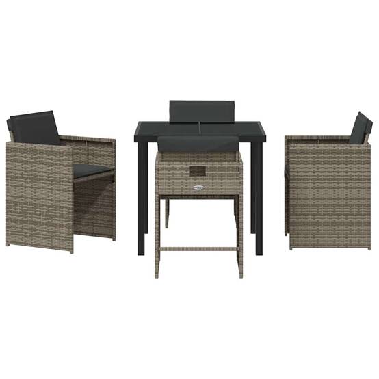 Ensemble table et chaises de jardin 5 pcs pliable en poly rotin pour 4 personnes Gris – ComfortXL Outdoor Living - Image 7