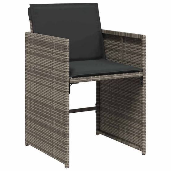 Ensemble table et chaises de jardin 5 pcs pliable en poly rotin pour 4 personnes Gris – ComfortXL Outdoor Living - Image 6