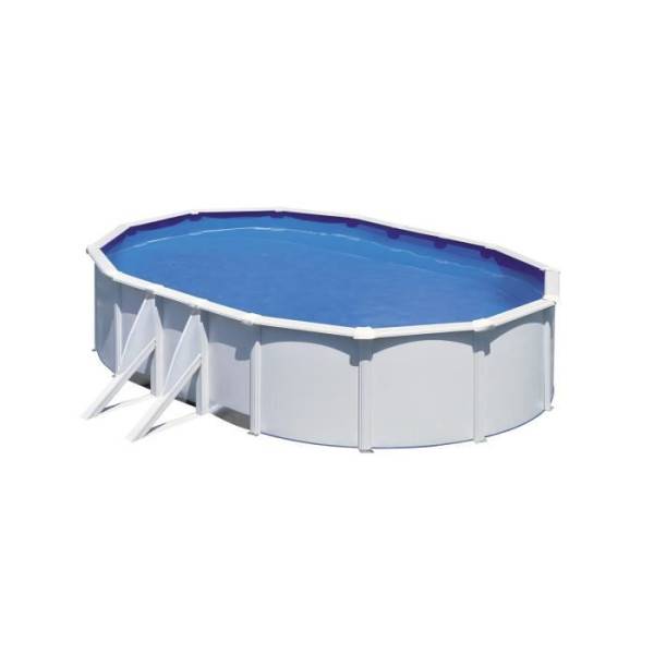 GRE - Kit Piscine hors sol acier ovale blanche 5,27m x 3,27m x H: 1,22m (Livrée avec filtre a sable et échelle) - Image 1