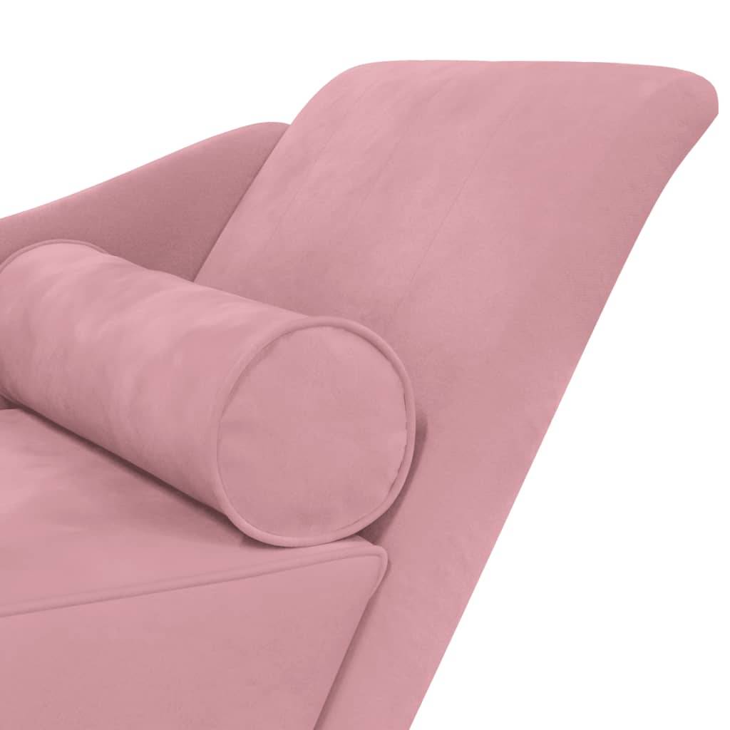 Maison Chic - Chaise longue | Transat | Bain de soleil avec coussins rose velours - Image 6