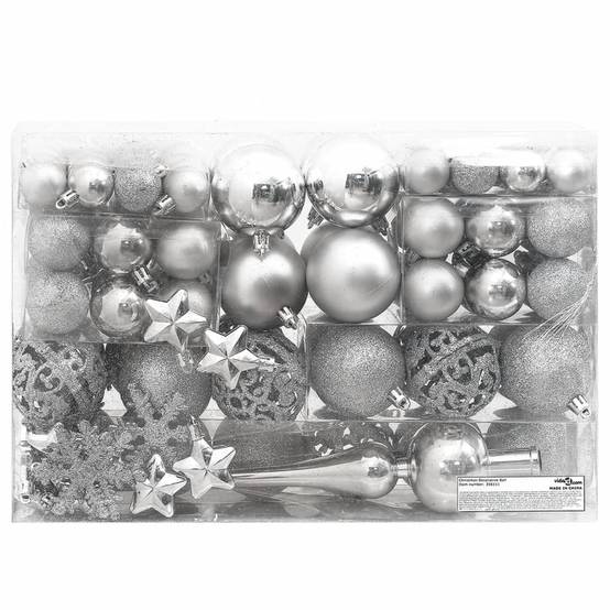 Ensemble de boules de Noël - Ornements de Noël - décorations de Noël 111 pièces argenté polystyrène - Image 3