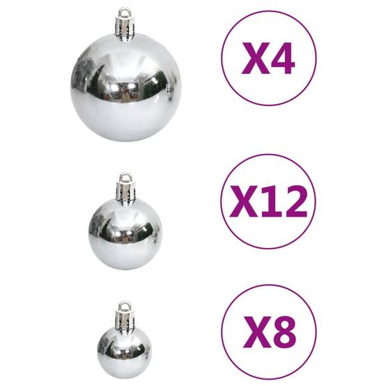 Ensemble de boules de Noël - Ornements de Noël - décorations de Noël 111 pièces argenté polystyrène - Image 6