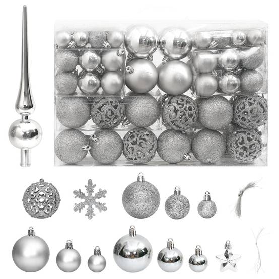 Ensemble de boules de Noël - Ornements de Noël - décorations de Noël 111 pièces argenté polystyrène - Image 2