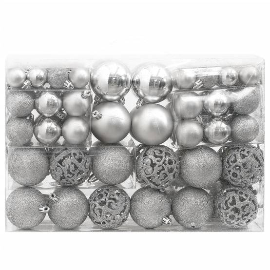 Ensemble de boules de Noël - Ornements de Noël - décorations de Noël 111 pièces argenté polystyrène - Image 1