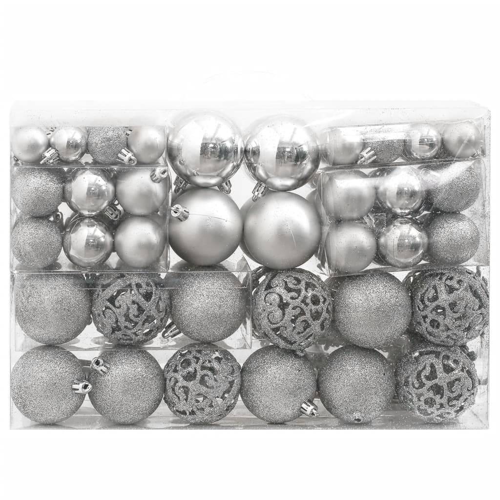 Ensemble de boules de Noël - Ornements de Noël - décorations de Noël 111 pièces argenté polystyrène - Image 1