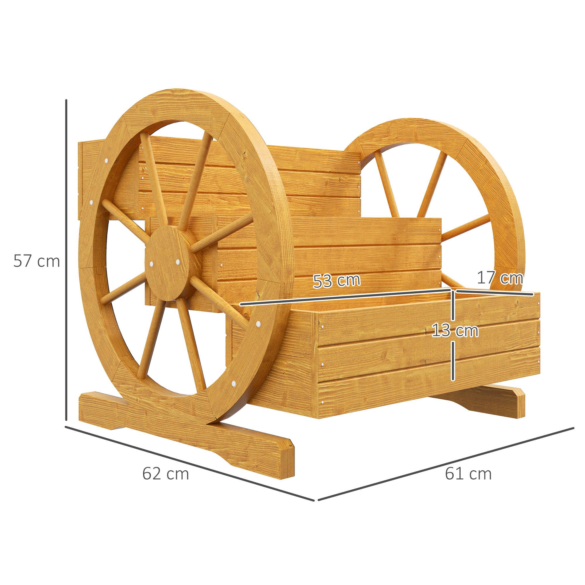 Sans Marque - Potager surélevé 3 niveaux roue chariot bois naturel 62x61x57 cm - Image 5