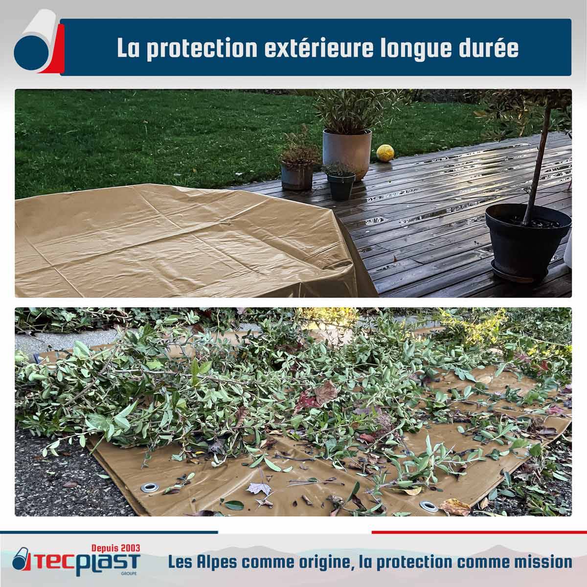 Bâche Jardin 4x6 m LP506JD Beige foncé - Garantie 5 ans - Bâche PVC étanche - Résistance Anti-UV TECPLAST - Image 2