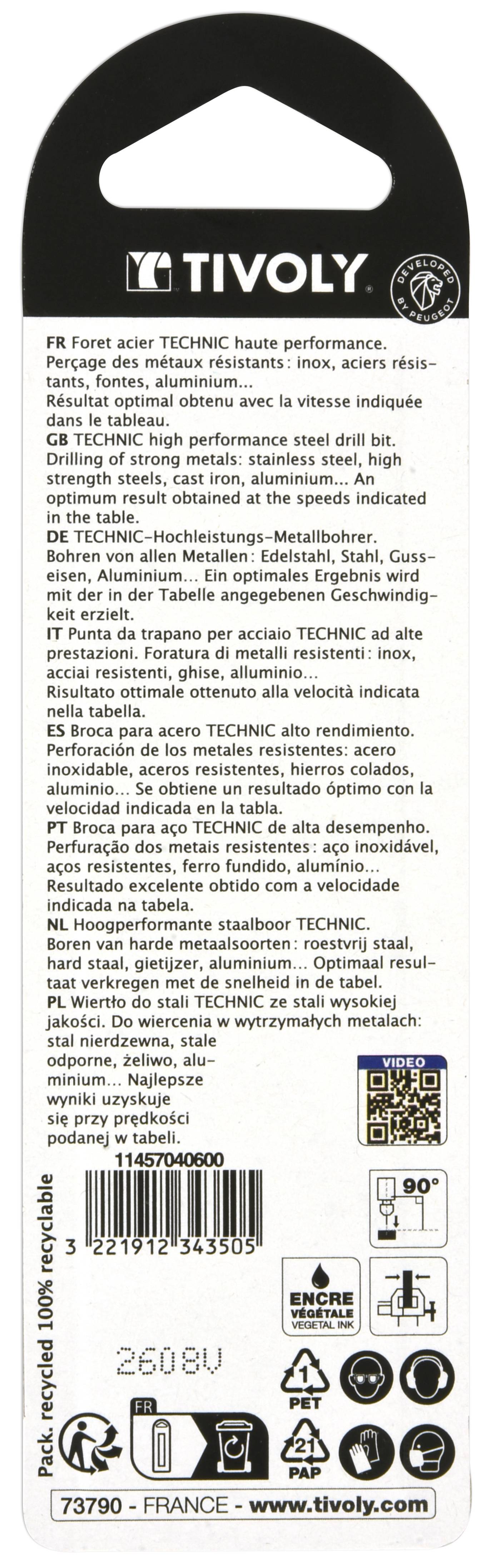 Tivoly - Tivoly Foret métaux TSP Ø: 6 / L: 93 / HSS taillé meulé -DIN338 -h8 -Affûtage Smart Point (Etui plastique) - Image 3