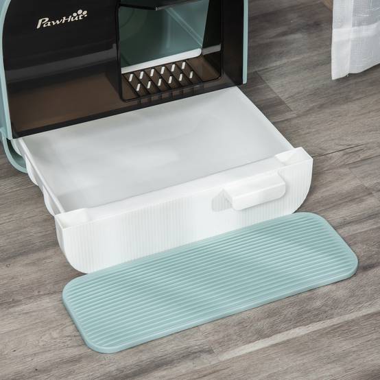 Maison de toilette plastique pour chats 5kg avec tapis capture litière et pelle vert - ComfortXL Outdoor Living - Image 10