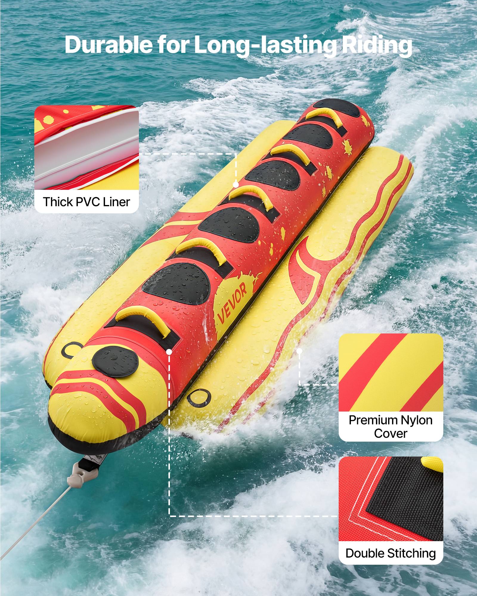Vevor - VEVOR Bouée Tractée Engin Tractée pour Tubing 5 Passagers pour Jeux Aquatiques - Image 3