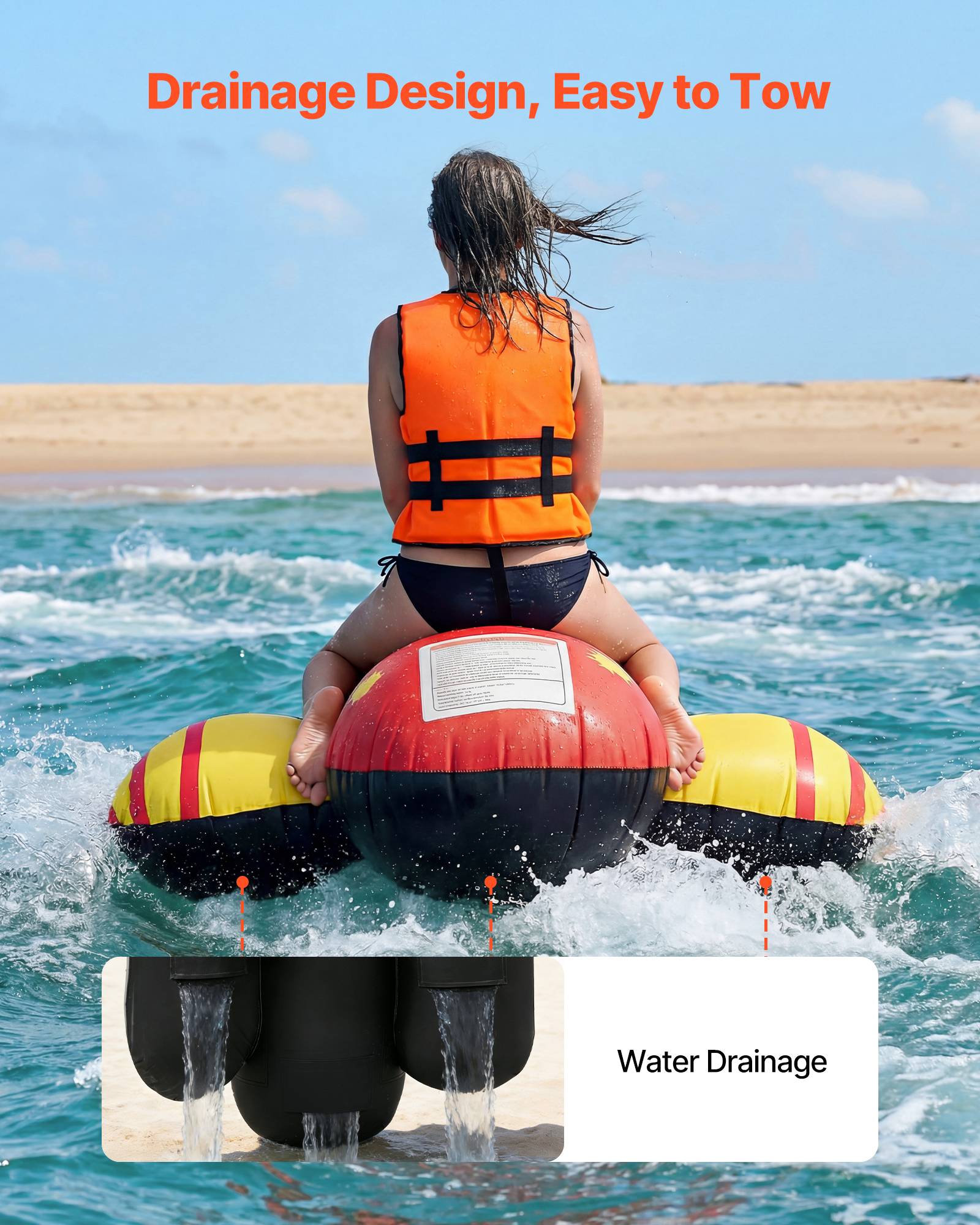 Vevor - VEVOR Bouée Tractée Engin Tractée pour Tubing 5 Passagers pour Jeux Aquatiques - Image 6