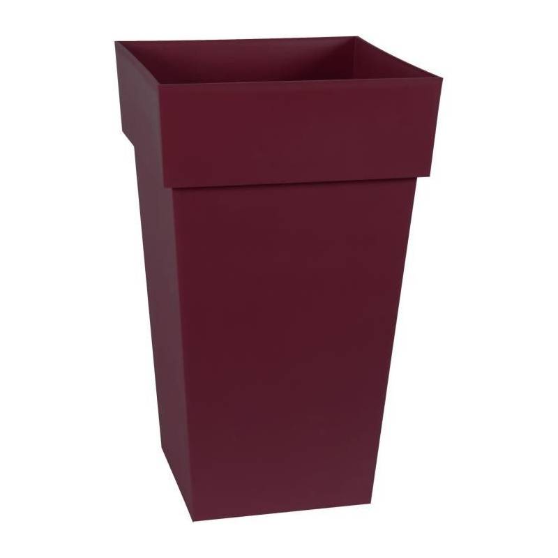 Eda Pot De Fleur Carré Haut Toscane - Volume 62 L - 39 X 39 X H.65 Cm - Rouge Bourgogne - Image 1