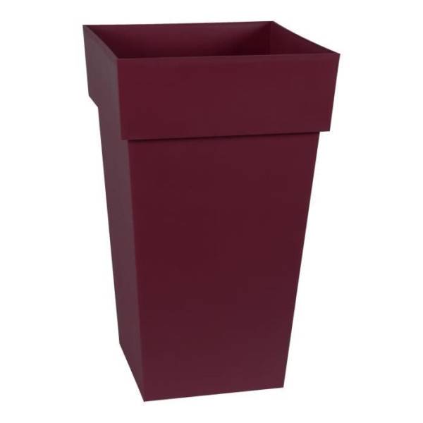Eda Pot De Fleur Carré Haut Toscane - Volume 62 L - 39 X 39 X H.65 Cm - Rouge Bourgogne - Image 2