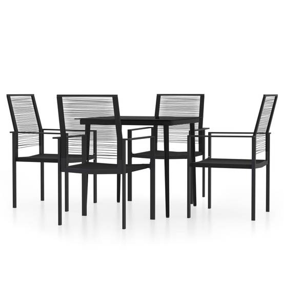 Ensemble Jardin 4P Rotin Creux PVC et Acier Carré Noir – ComfortXL Outdoor Living - Image 2