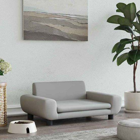 PANGIVO - Lit pour chien velours et bois gris clair 70 x 45 x 33 cm - PANGIVO - Image 1