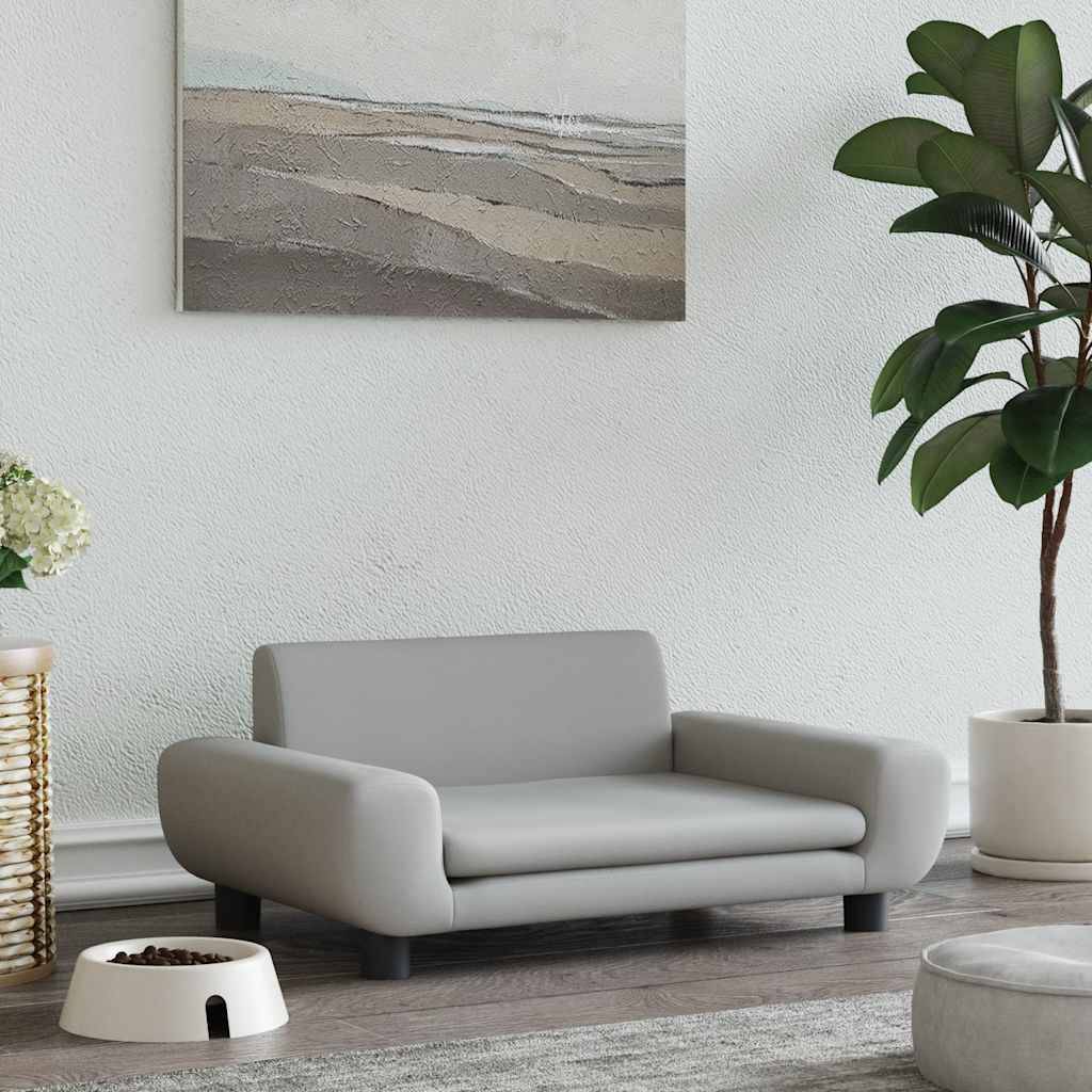 PANGIVO - Lit pour chien velours et bois gris clair 70 x 45 x 33 cm - PANGIVO - Image 1