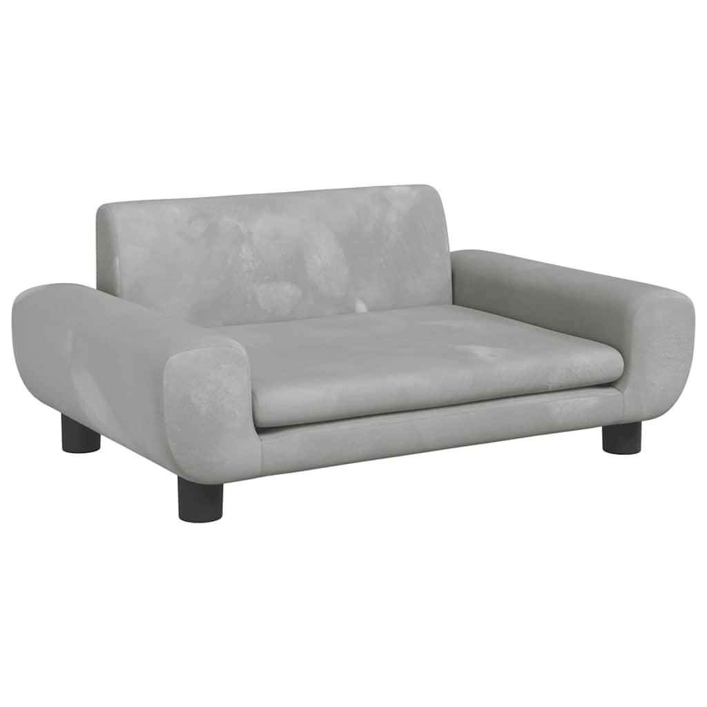 PANGIVO - Lit pour chien velours et bois gris clair 70 x 45 x 33 cm - PANGIVO - Image 2