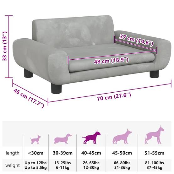 PANGIVO - Lit pour chien velours et bois gris clair 70 x 45 x 33 cm - PANGIVO - Image 7
