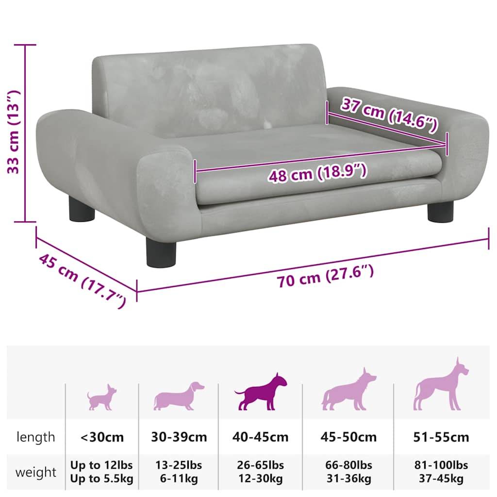 PANGIVO - Lit pour chien velours et bois gris clair 70 x 45 x 33 cm - PANGIVO - Image 7