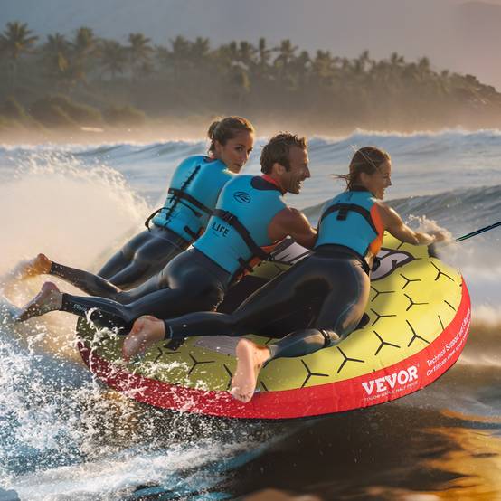 VEVOR Bouée tractée gonflable bateau, 1-3 pers., 231 kg. Rond 1600 mm, nylon, poignées EVA. - Image 8