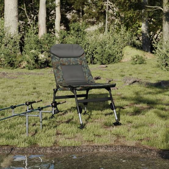 Chaise de pêche acier et tissu camouflage 71 x 45 x 71-81 cm - PANGIVO - Image 1