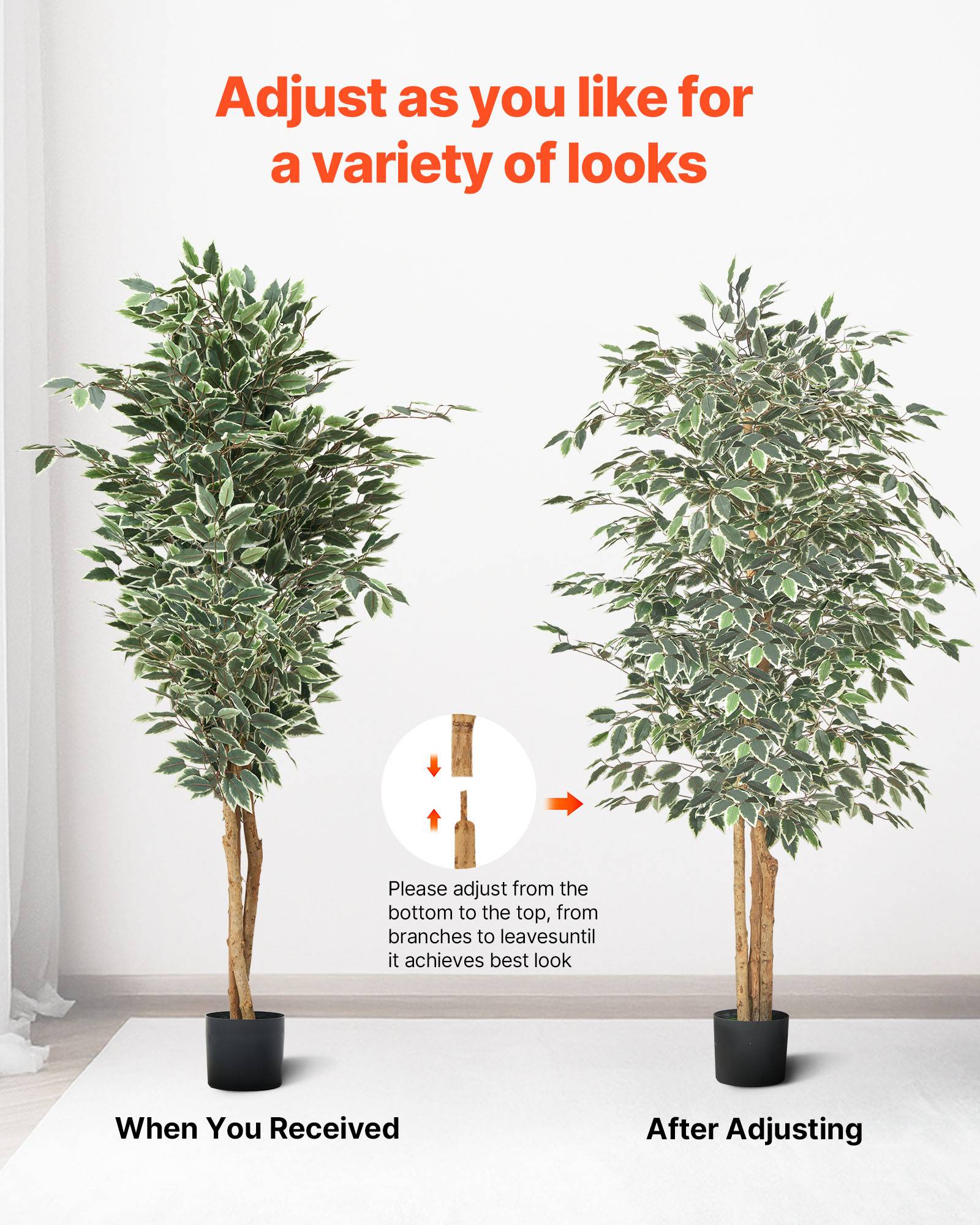 VEVOR Arbre Artificiel Plante Artificielle Faux Ficus 1,8 m Décoration Intérieur - Image 6